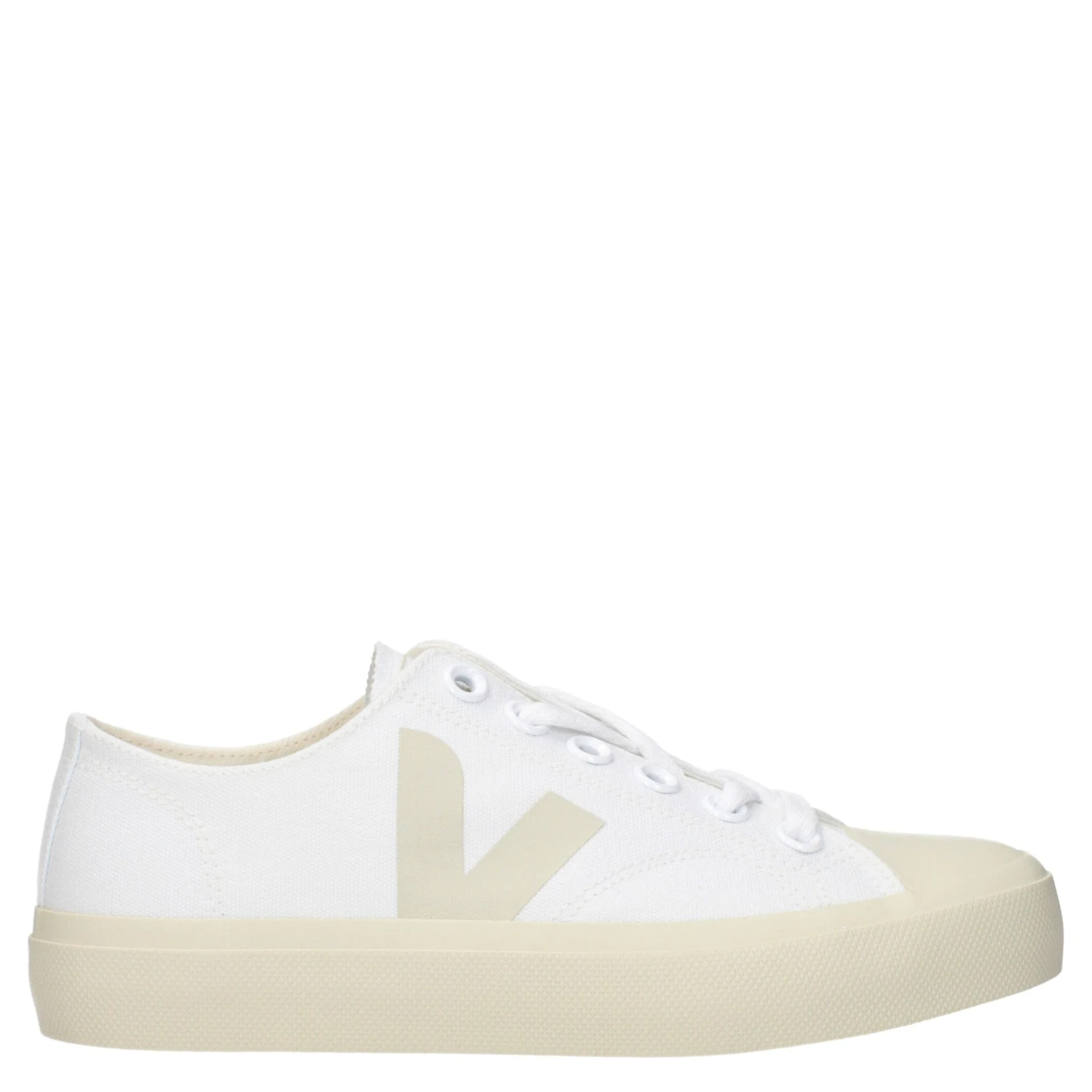 White Fabric Low Top Sneakers