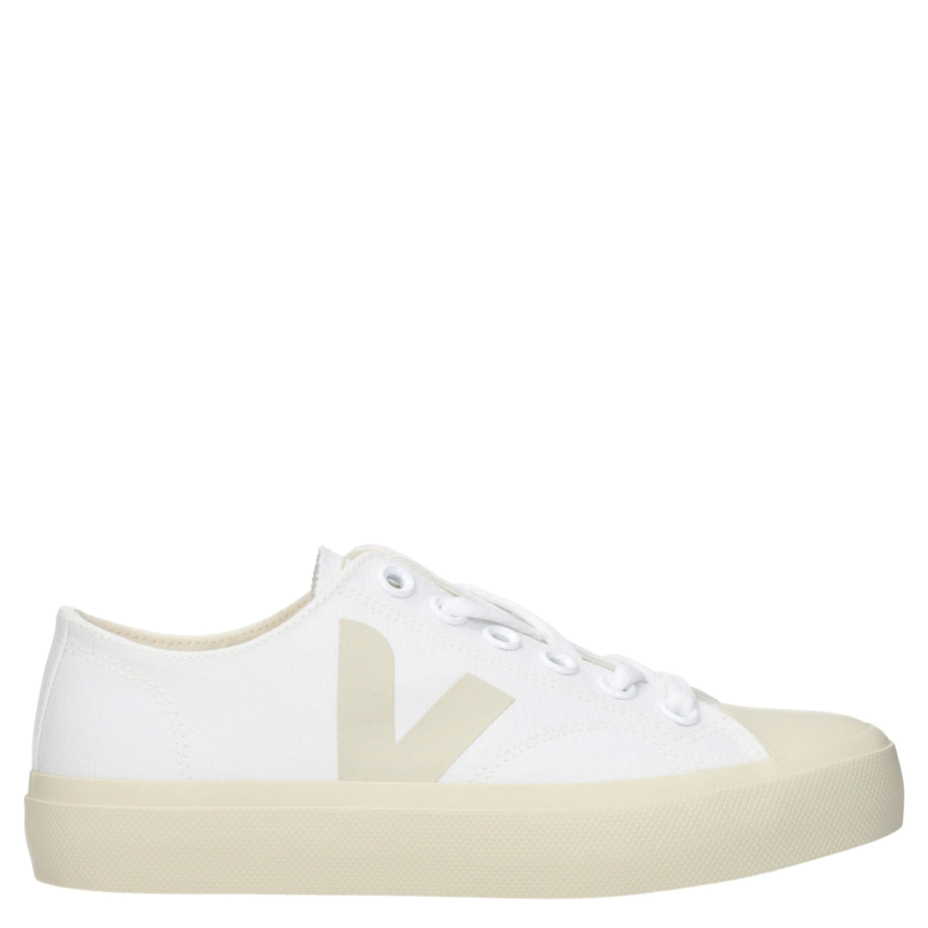 White Fabric Low Top Sneakers