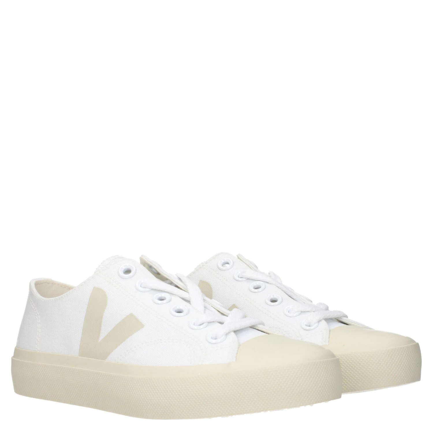 White Fabric Low Top Sneakers