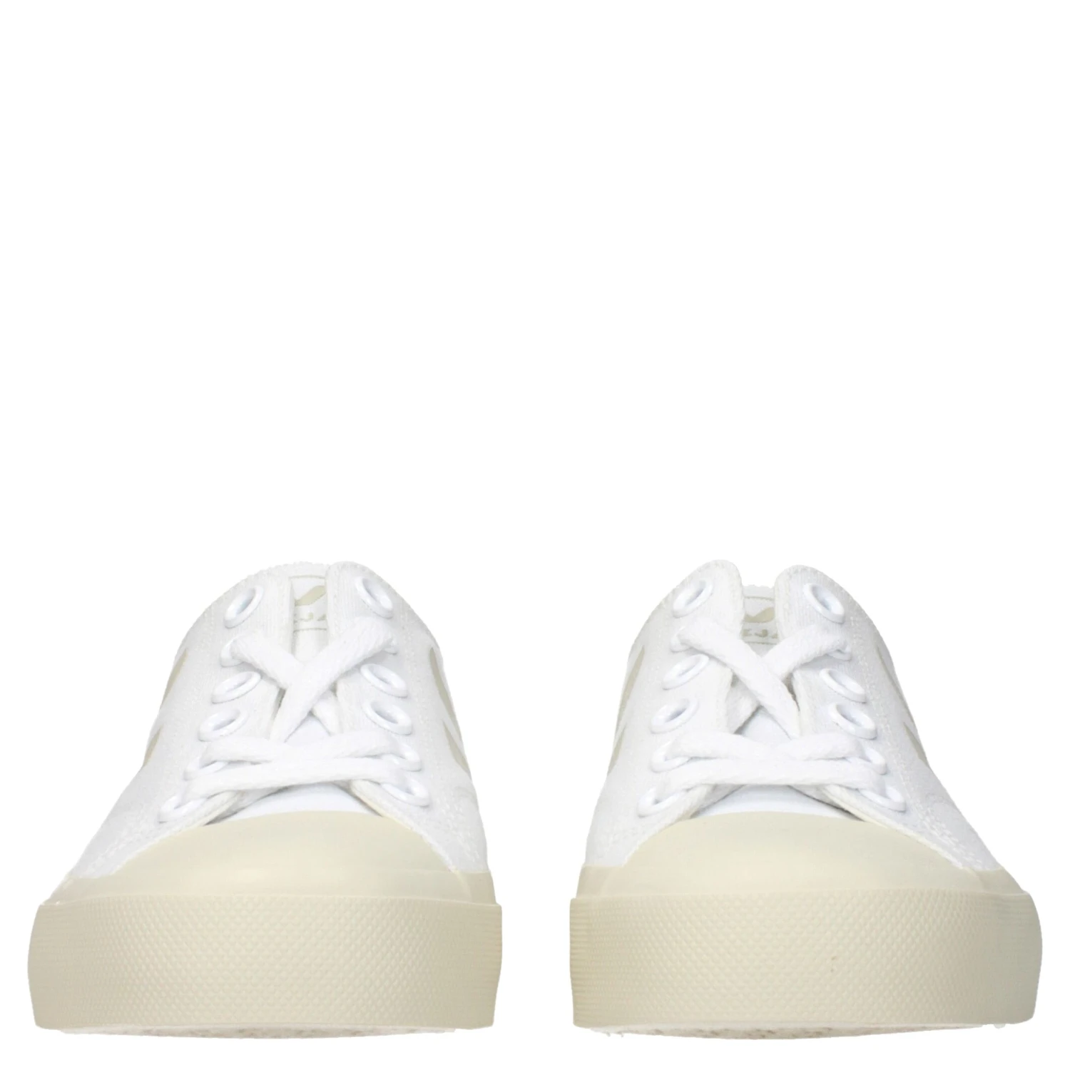 White Fabric Low Top Sneakers