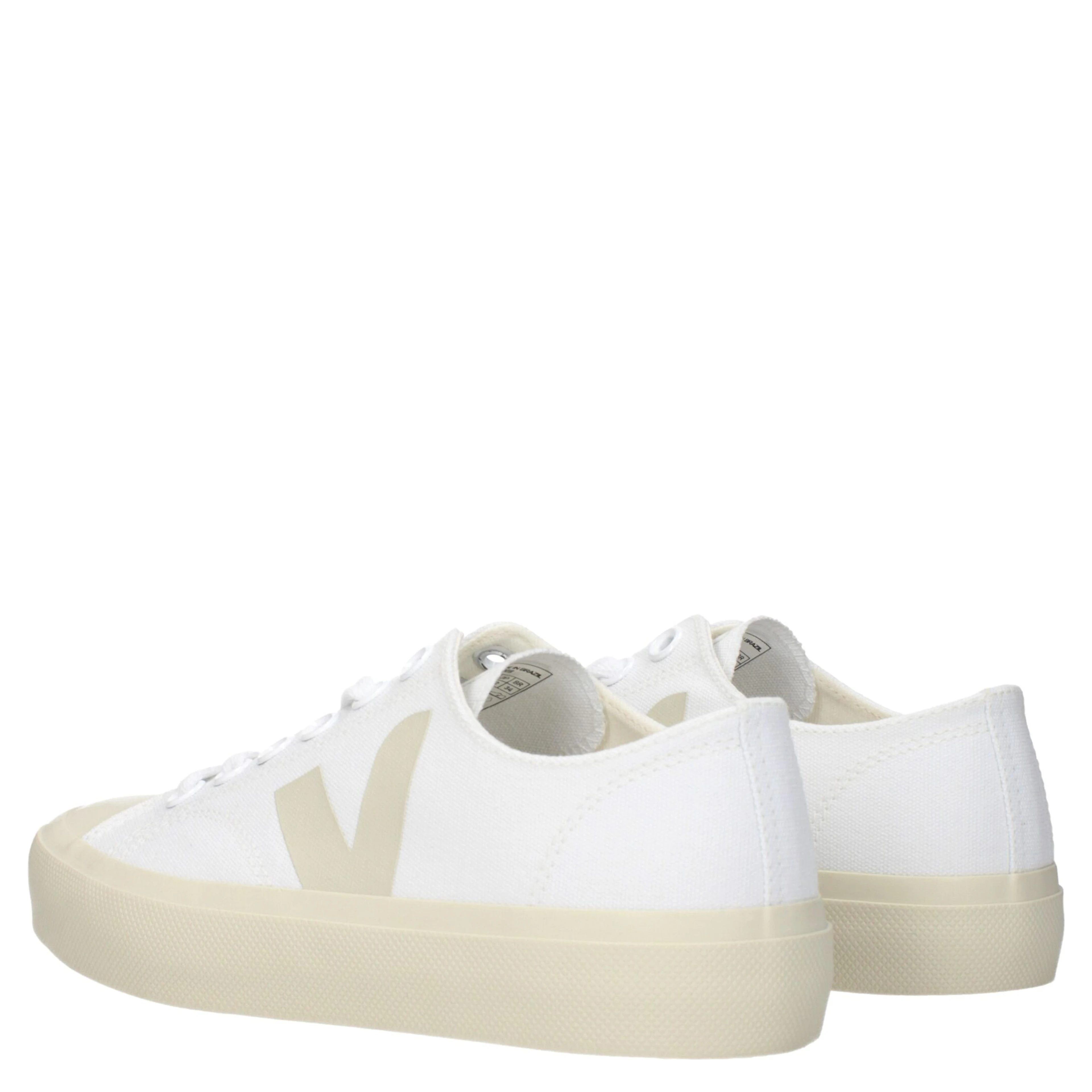 White Fabric Low Top Sneakers