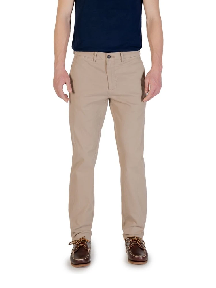 Beige Cotton Skinny Pants