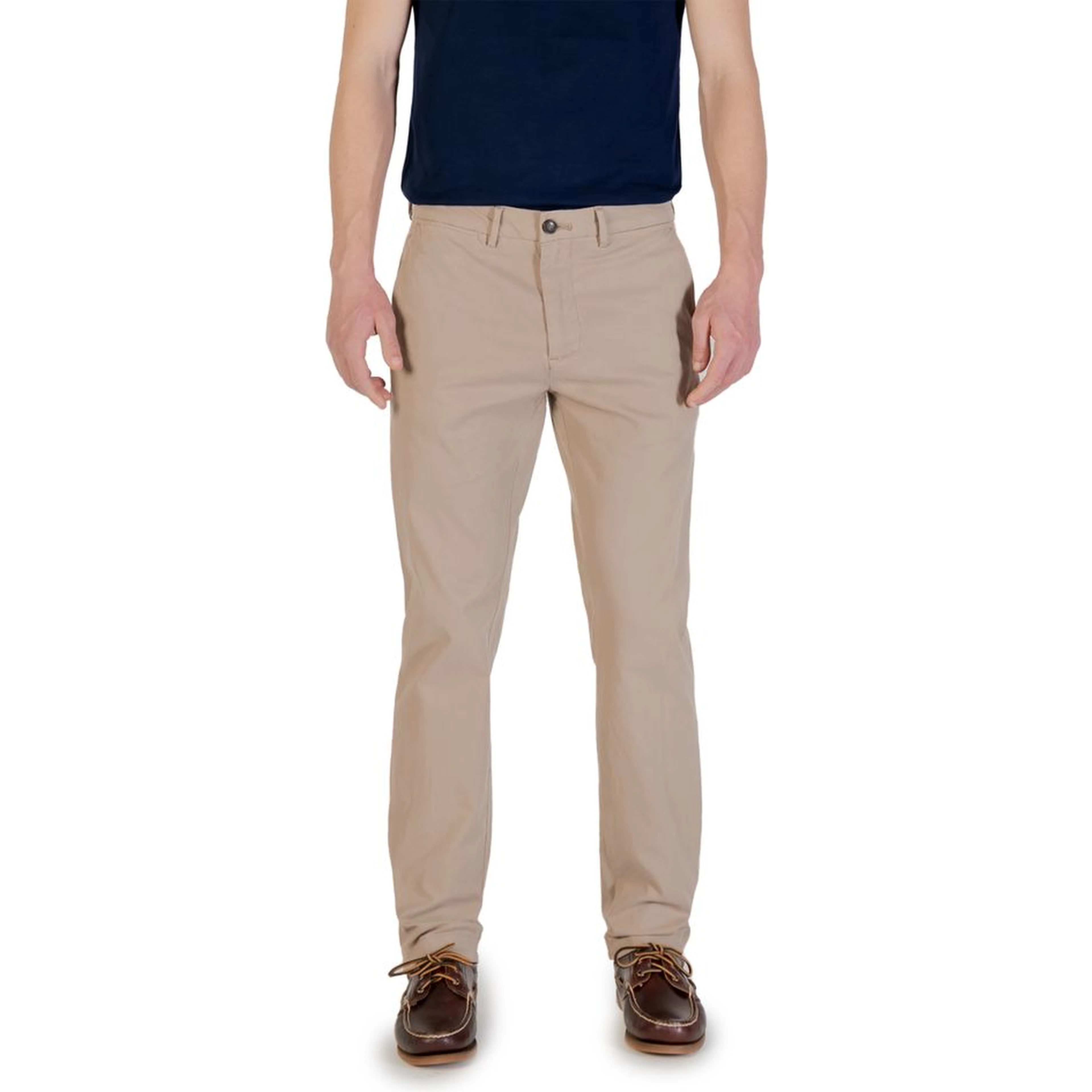 Beige Cotton Skinny Pants