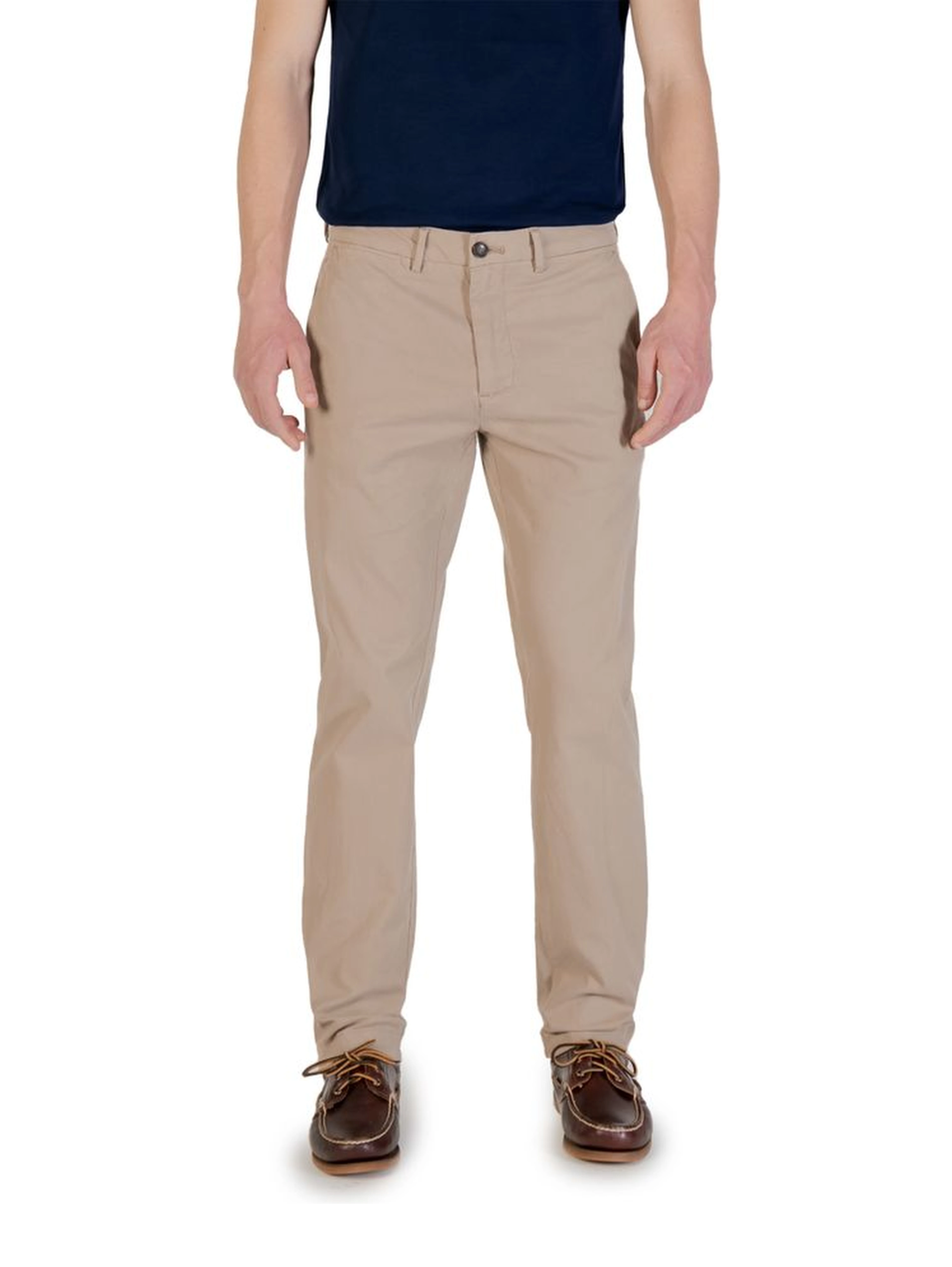 Beige Cotton Skinny Pants