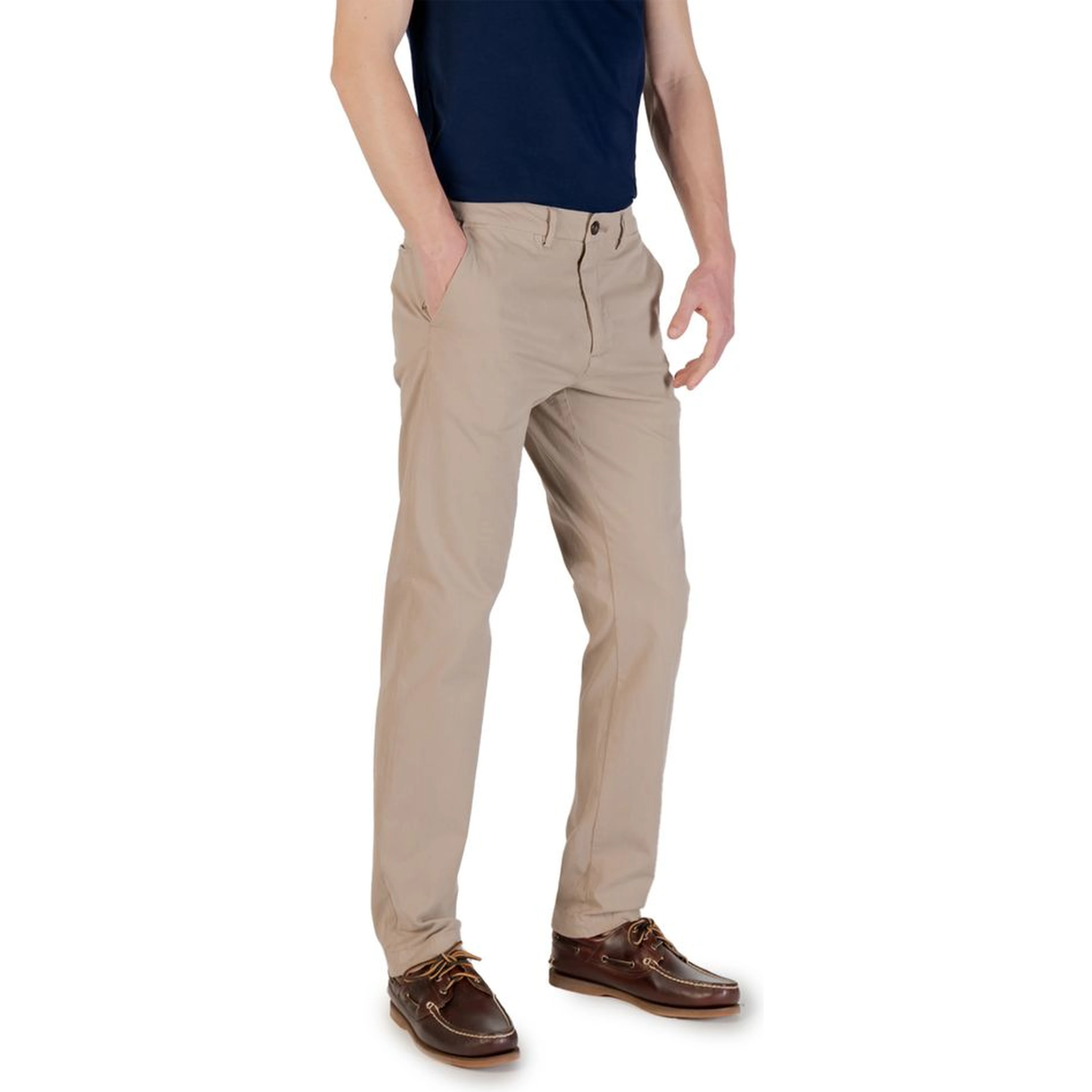 Beige Cotton Skinny Pants