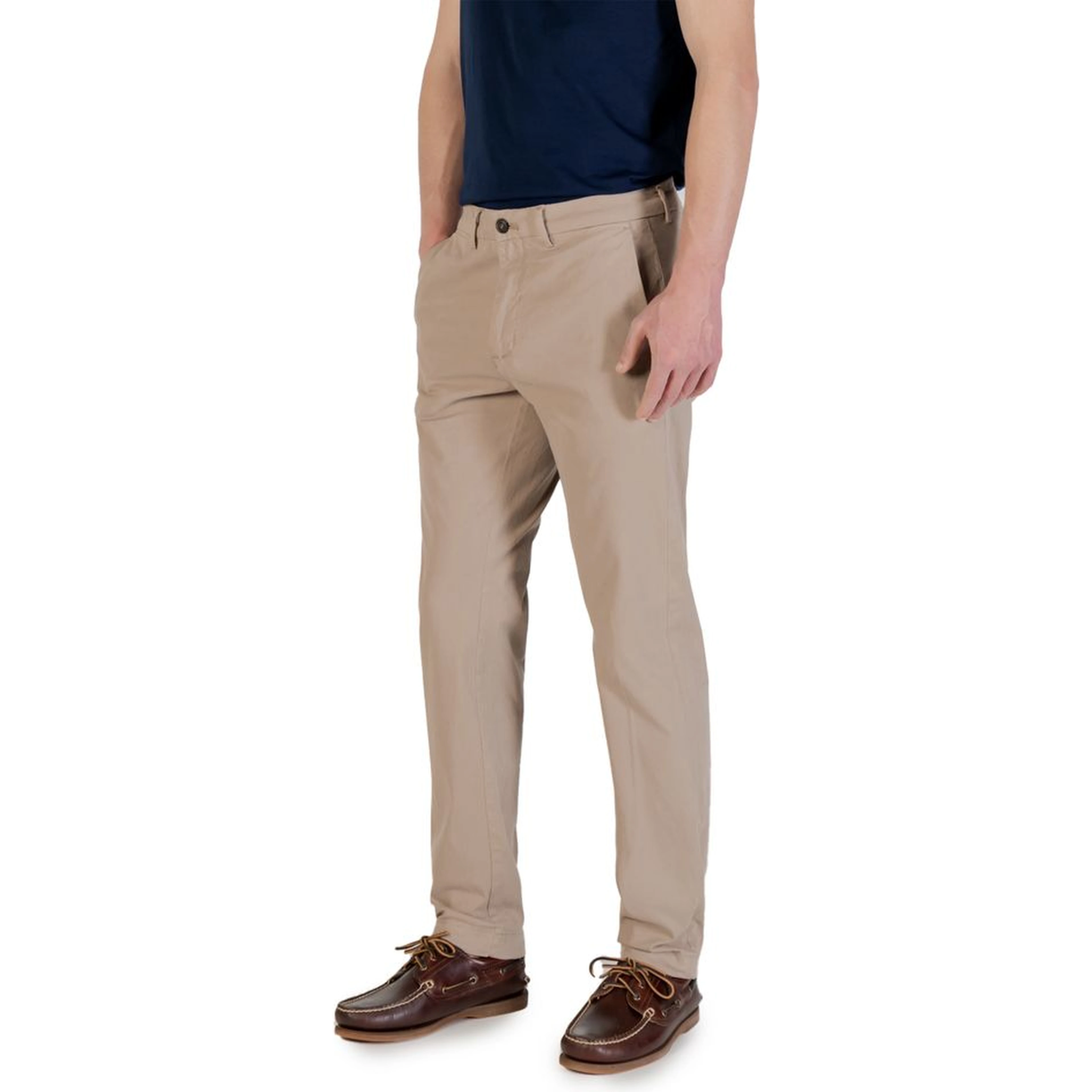Beige Cotton Skinny Pants