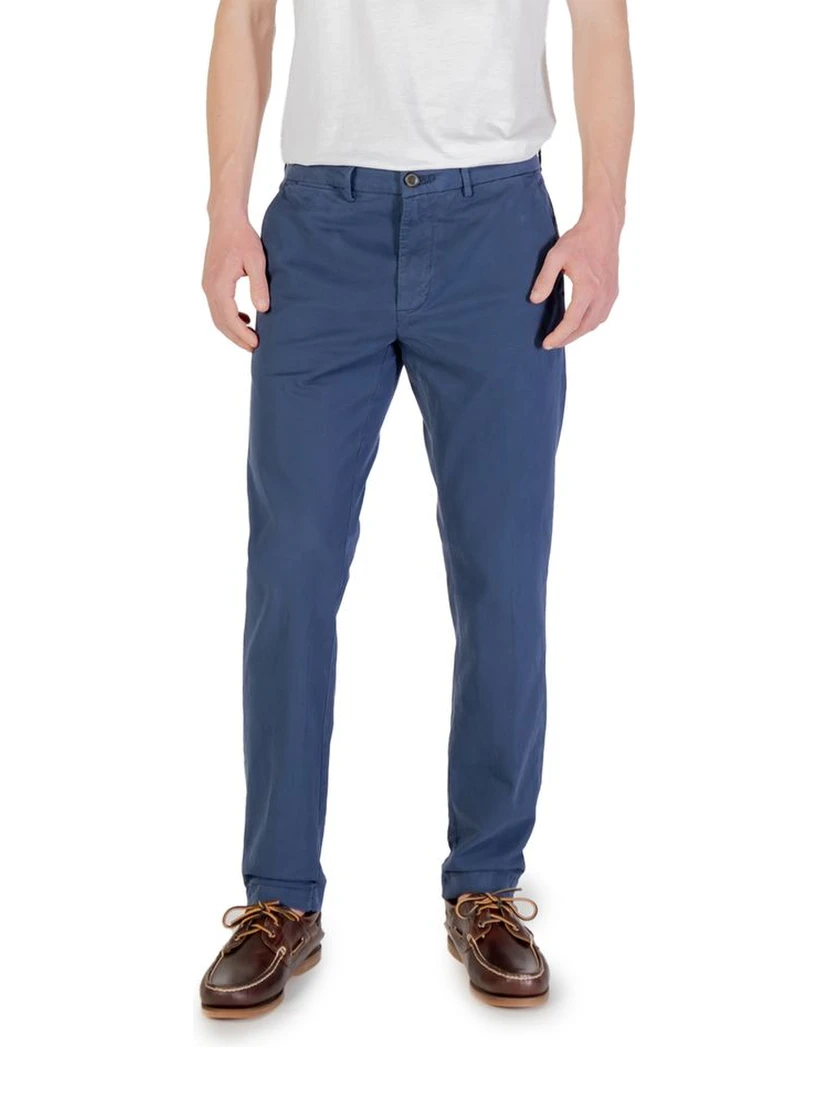 Blue Cotton Skinny Pants