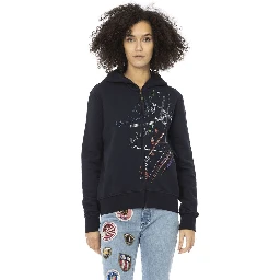 Blue Cotton Women Sweatshirt