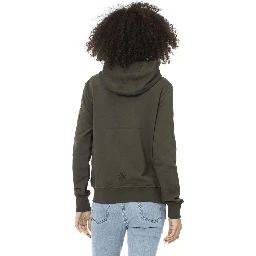 Green Cotton Women Hoodie