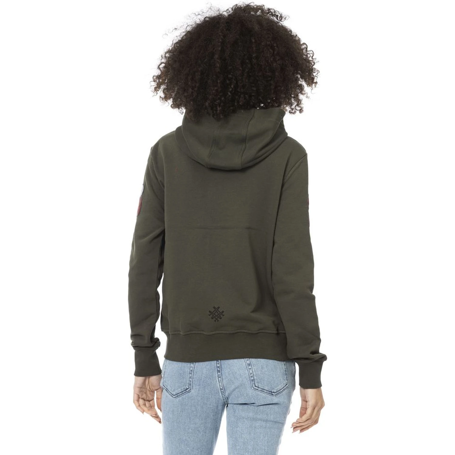 Green Cotton Women Hoodie