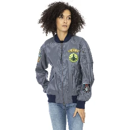 Light Blue Polyamide Women Jacket