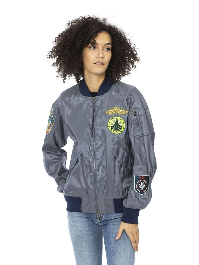 Light Blue Polyamide Women Jacket