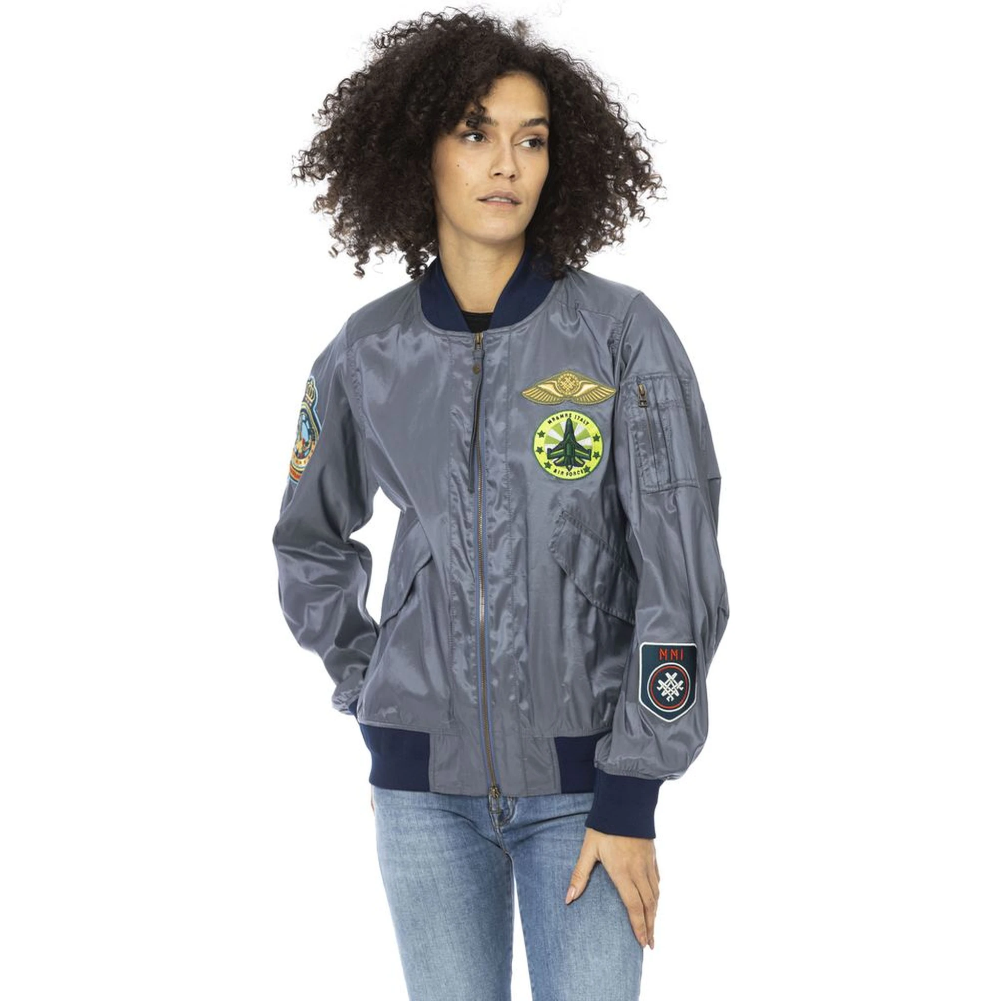 Light Blue Polyamide Women Jacket