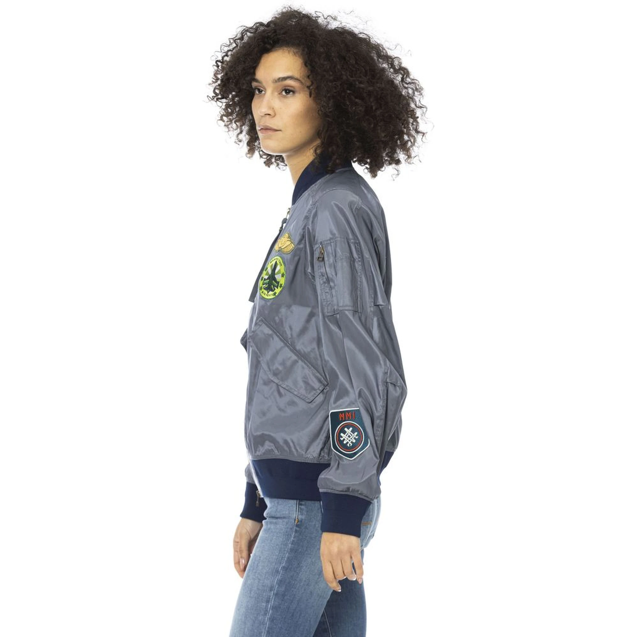 Light Blue Polyamide Women Jacket