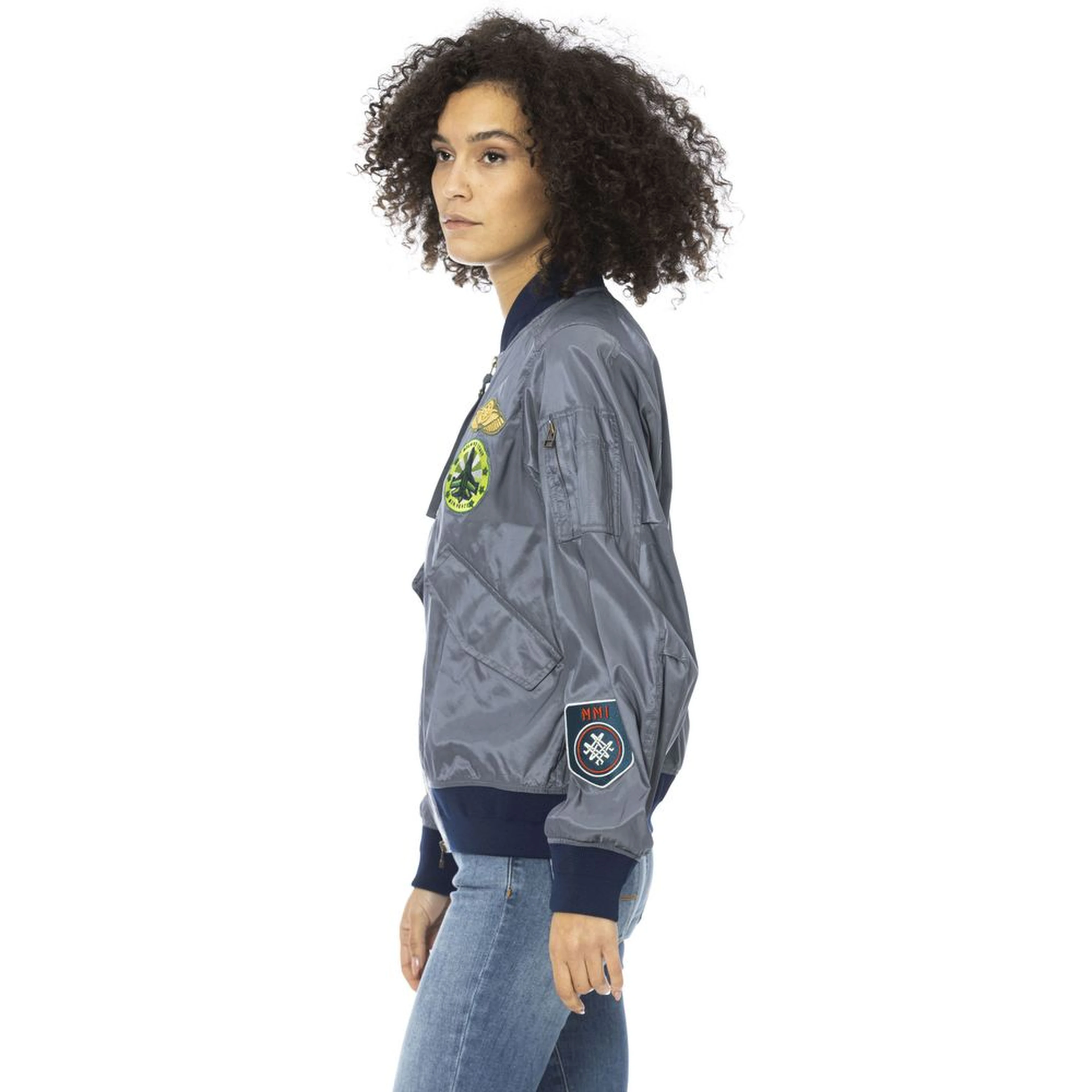Light Blue Polyamide Women Jacket