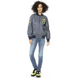 Light Blue Polyamide Women Jacket