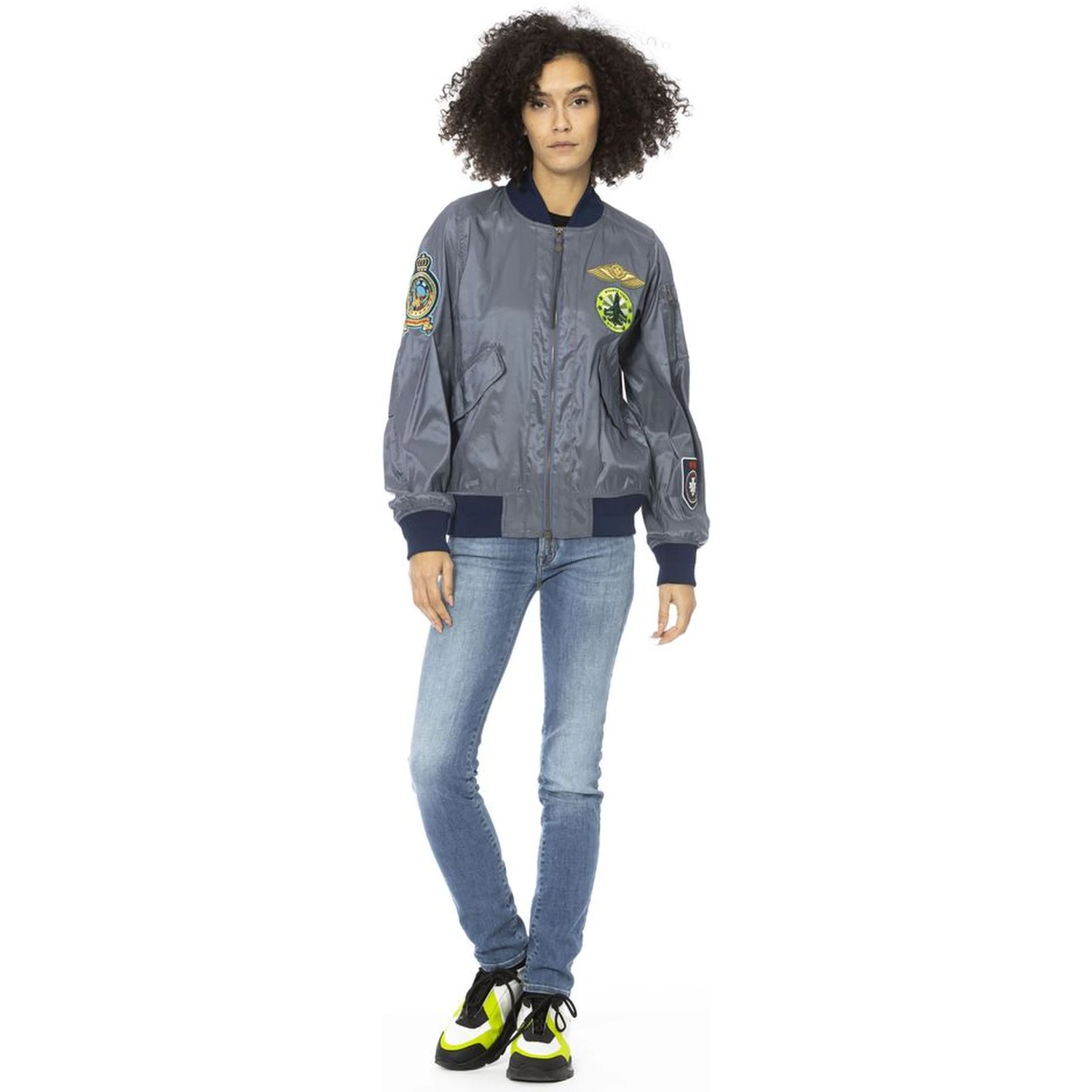 Light Blue Polyamide Women Jacket