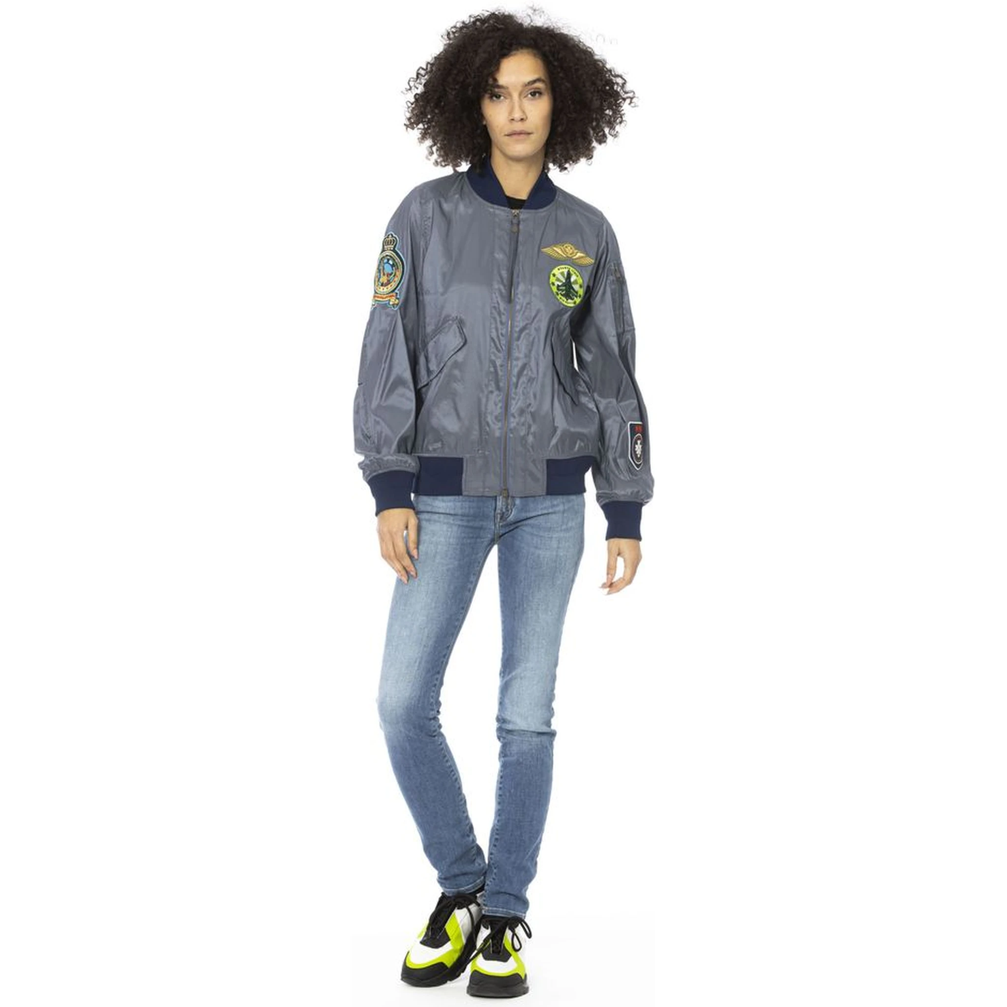 Light Blue Polyamide Women Jacket