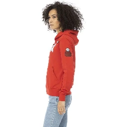 Red Cotton Women Sweatshirt Top