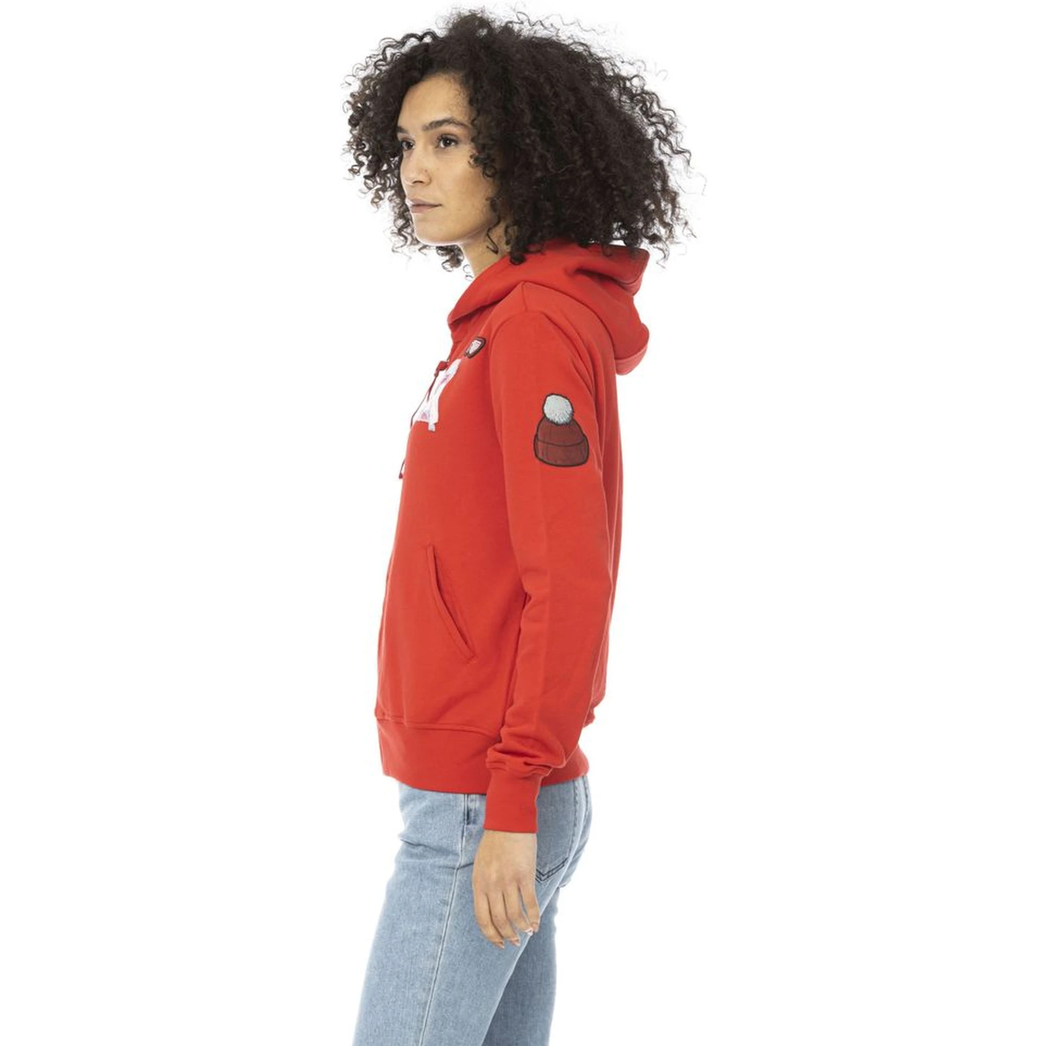 Red Cotton Women Sweatshirt Top