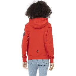 Red Cotton Women Sweatshirt Top