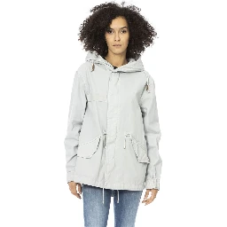 Silver Cotton Women Parka Jacket