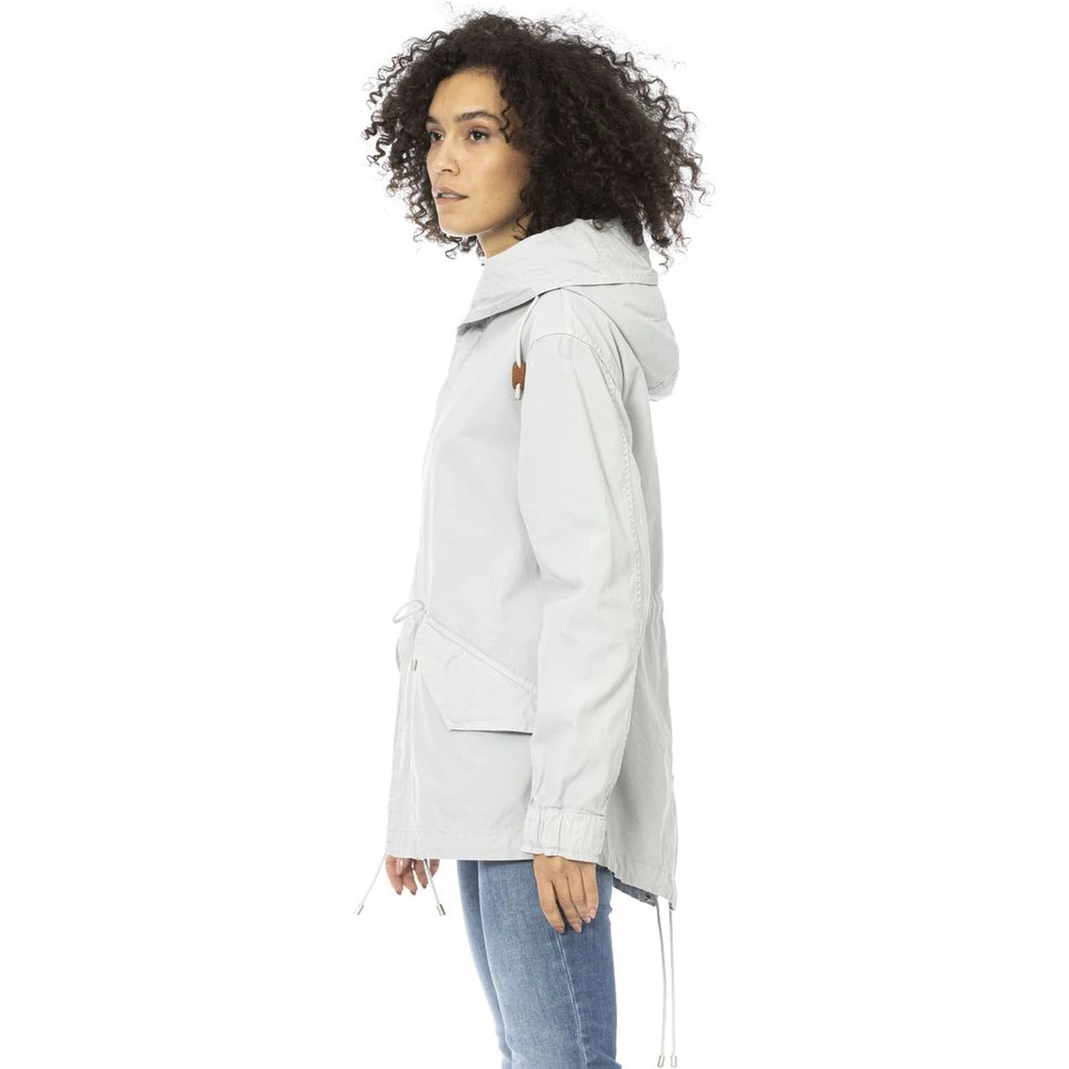 Silver Cotton Women Parka Jacket