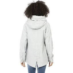 Silver Cotton Women Parka Jacket