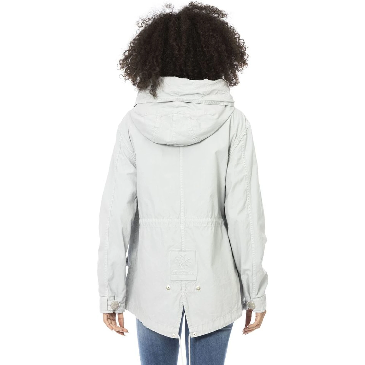 Silver Cotton Women Parka Jacket
