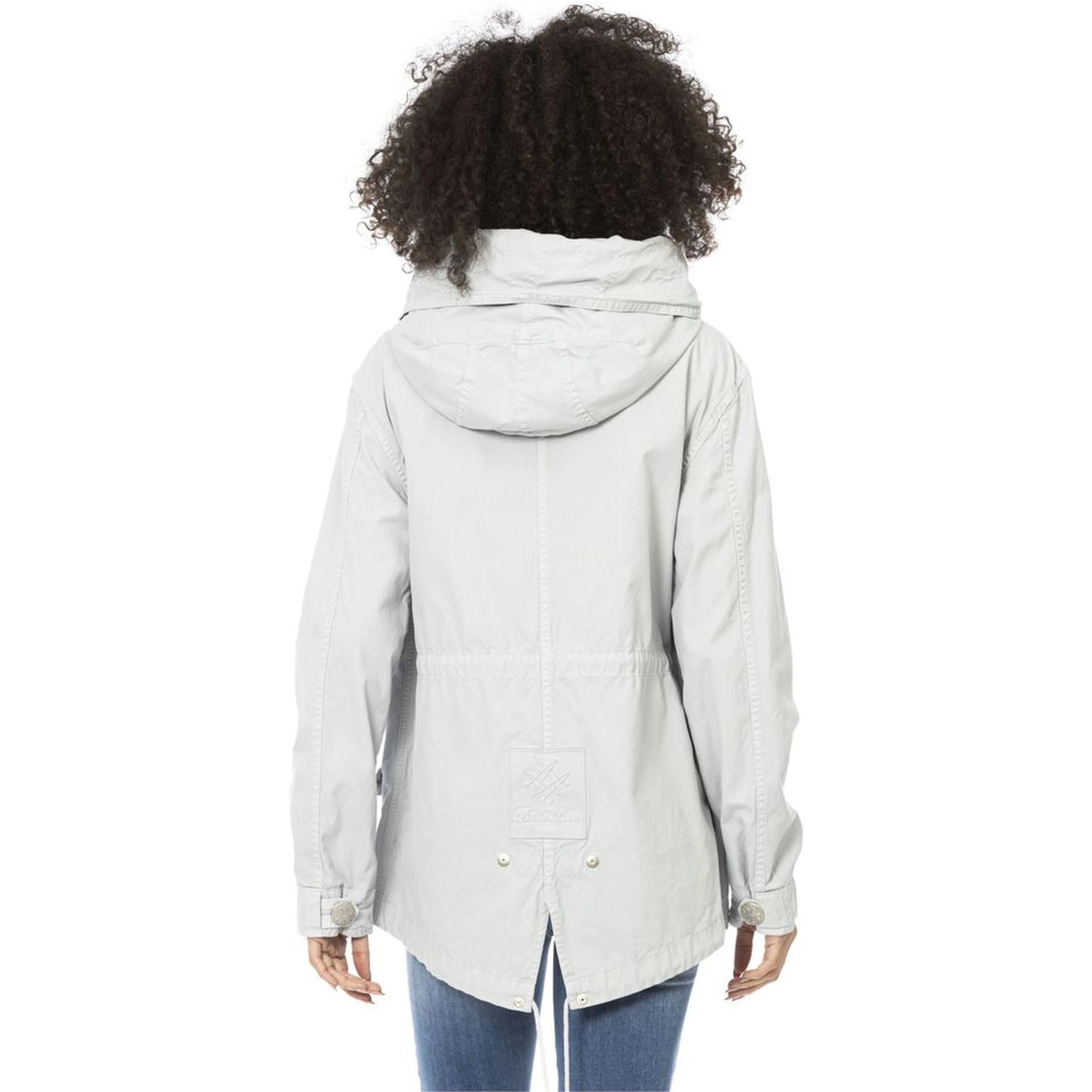 Silver Cotton Women Parka Jacket