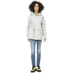 Silver Cotton Women Parka Jacket