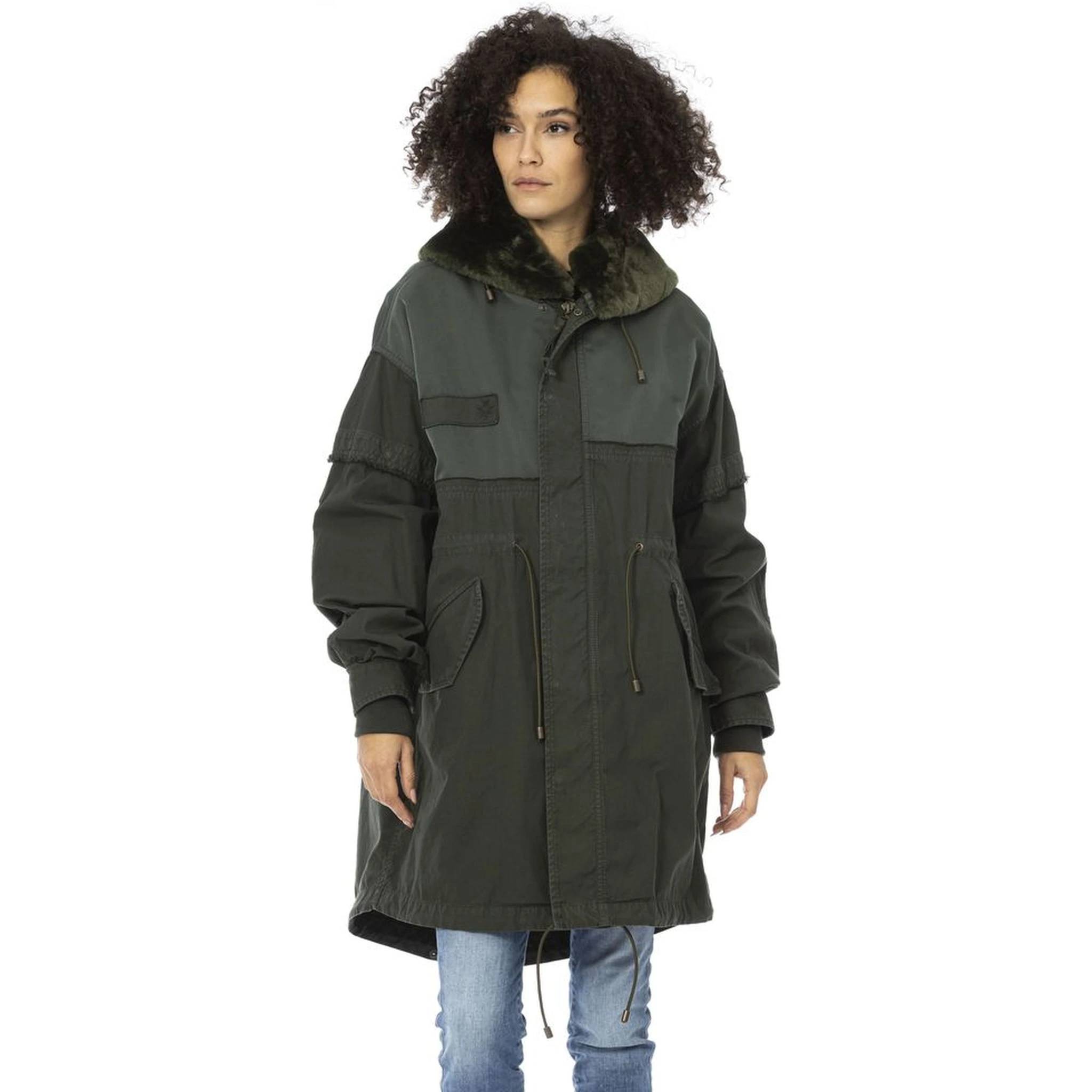 Green Cotton Women Parka