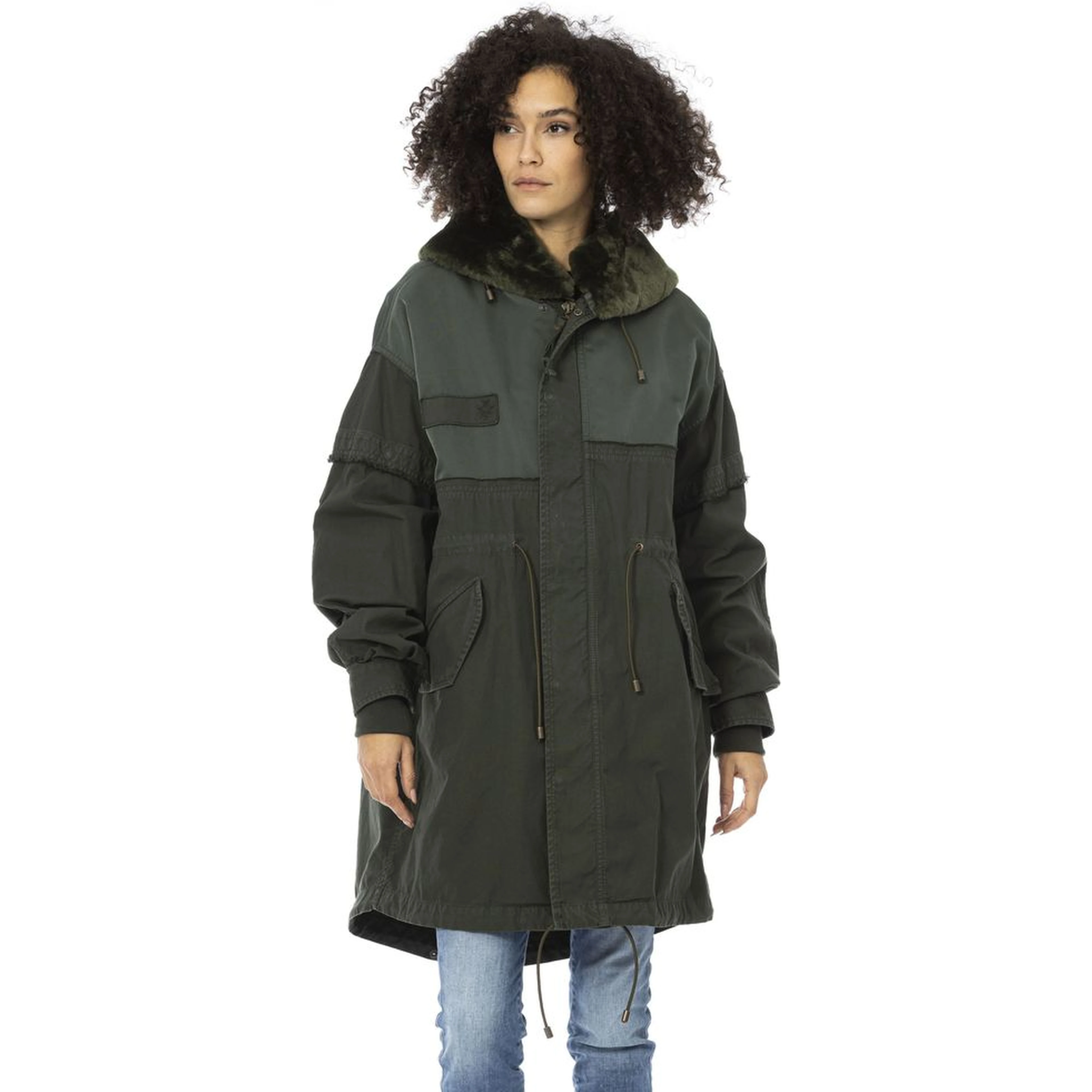Green Cotton Women Parka