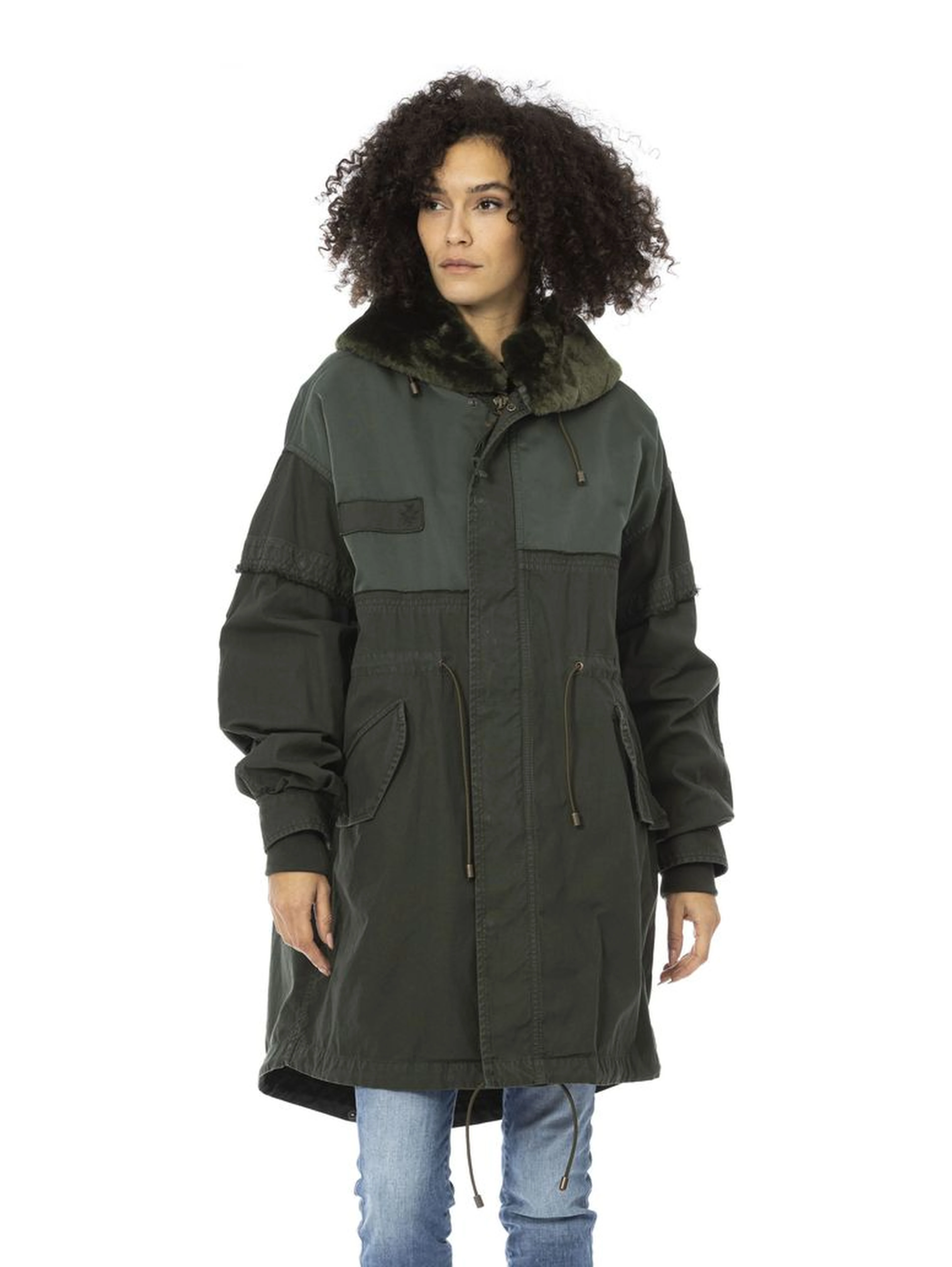 Green Cotton Women Parka