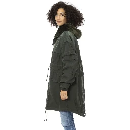 Green Cotton Women Parka