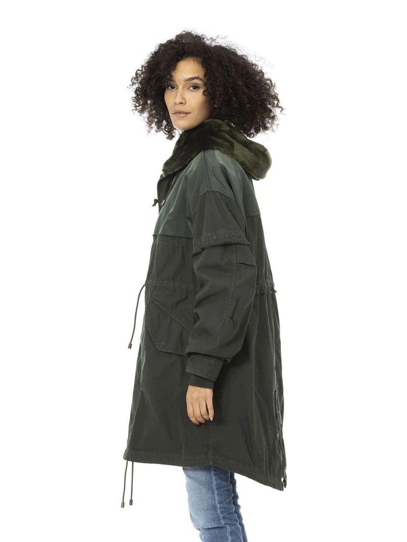 Green Cotton Women Parka