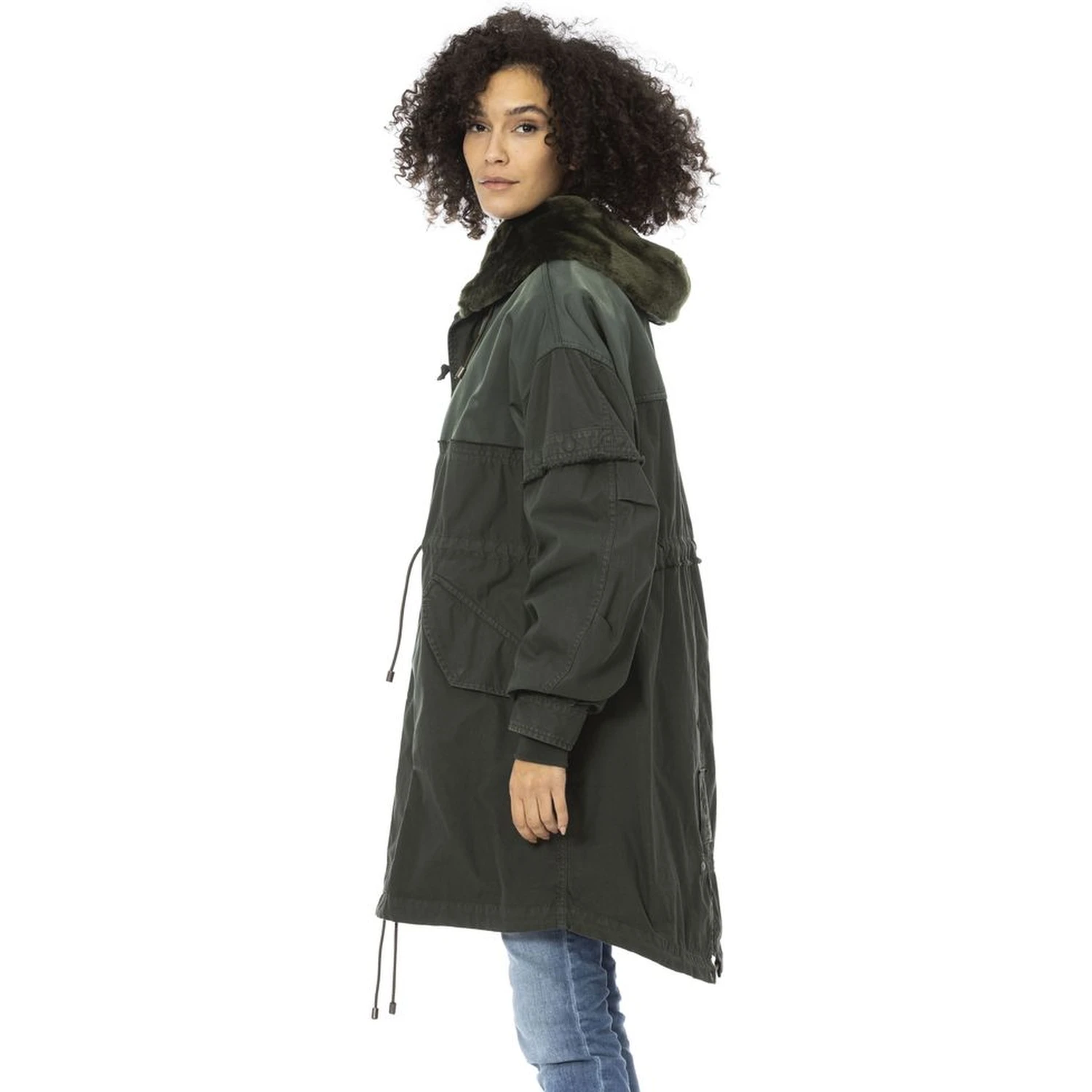 Green Cotton Women Parka