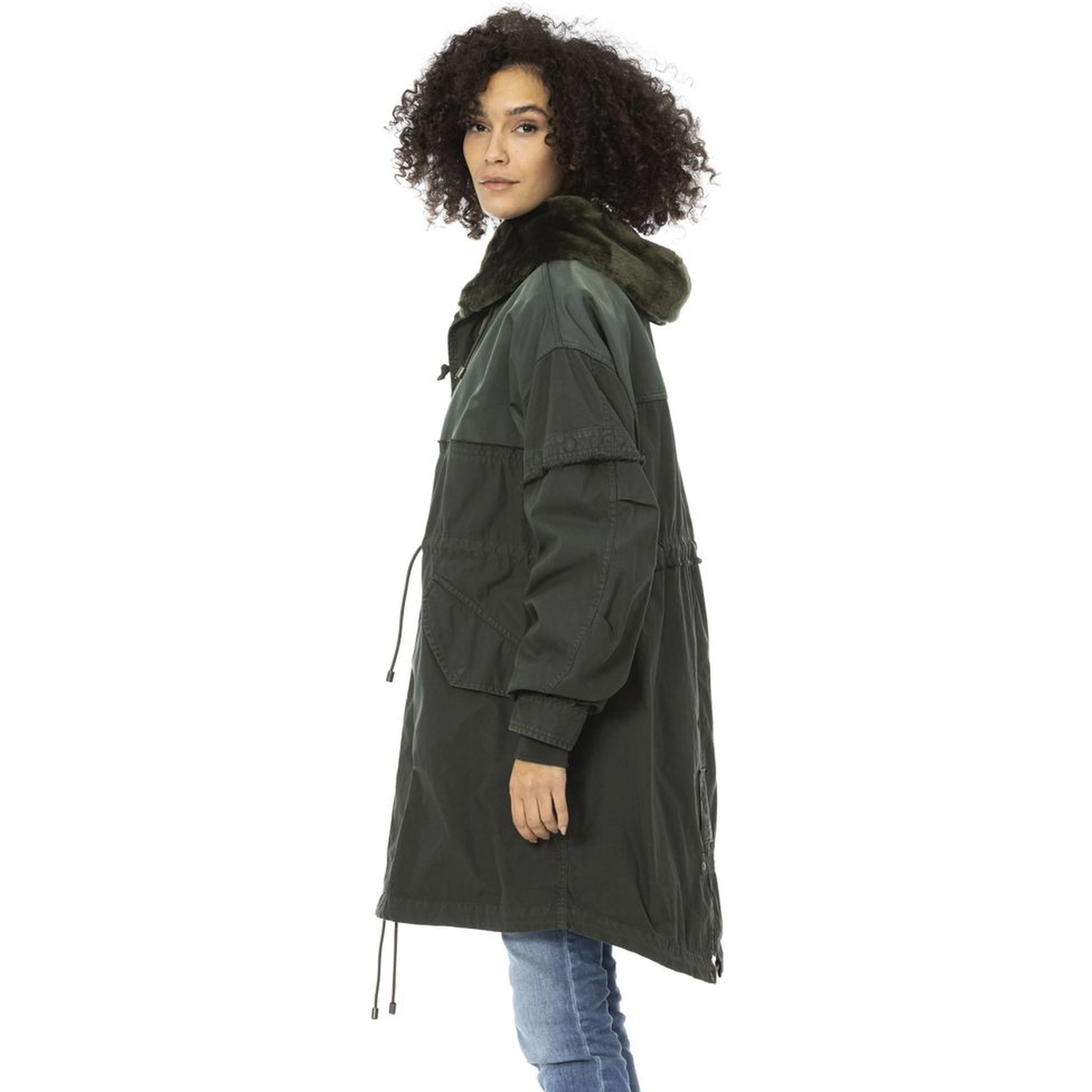Green Cotton Women Parka