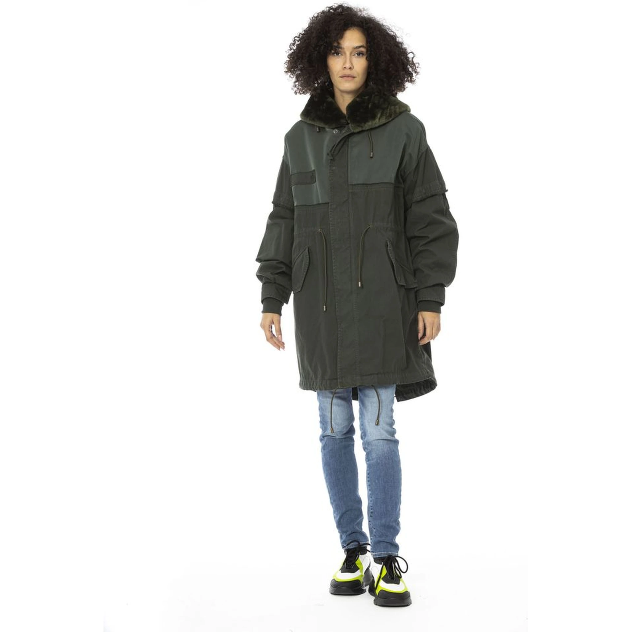 Green Cotton Women Parka