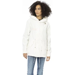 White Cotton Women Parka Jacket