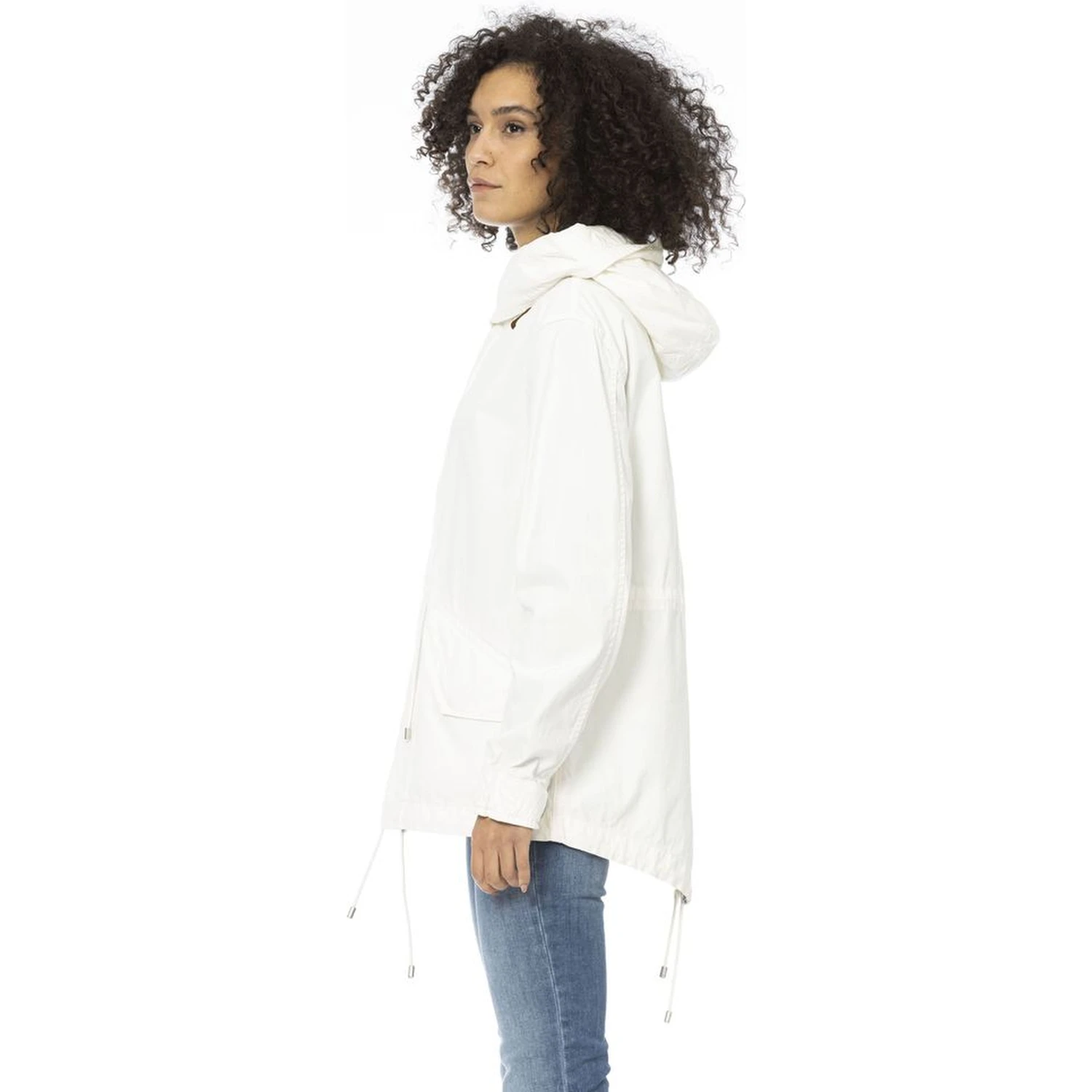 White Cotton Women Parka Jacket