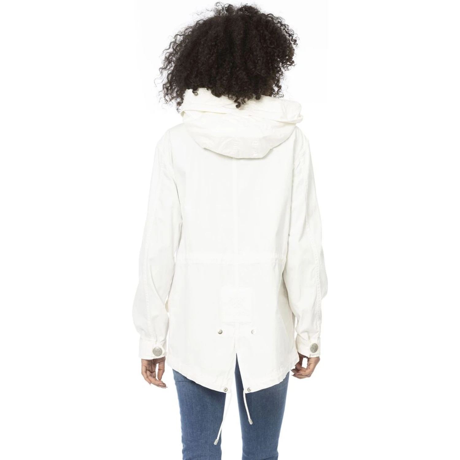 White Cotton Women Parka Jacket