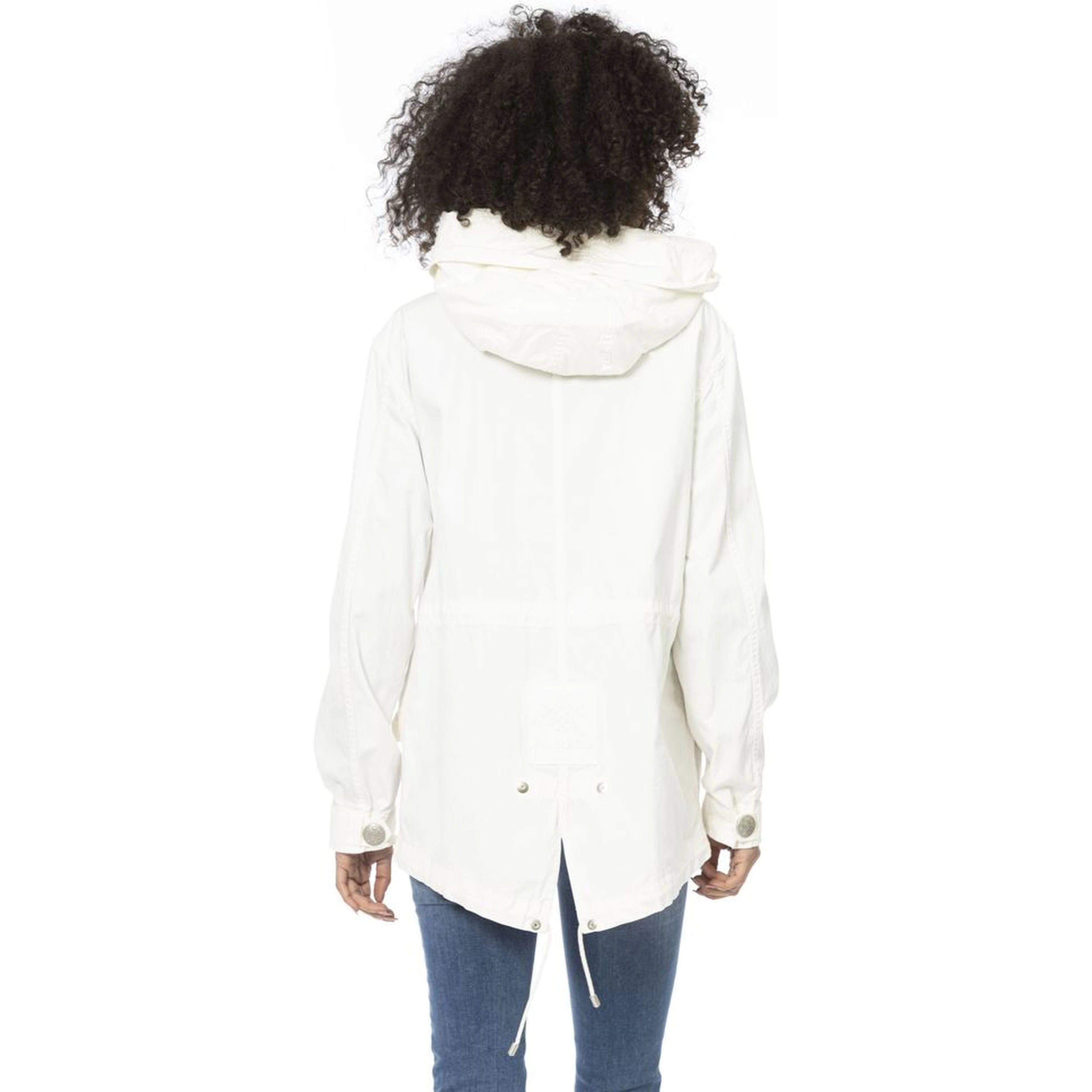 White Cotton Women Parka Jacket