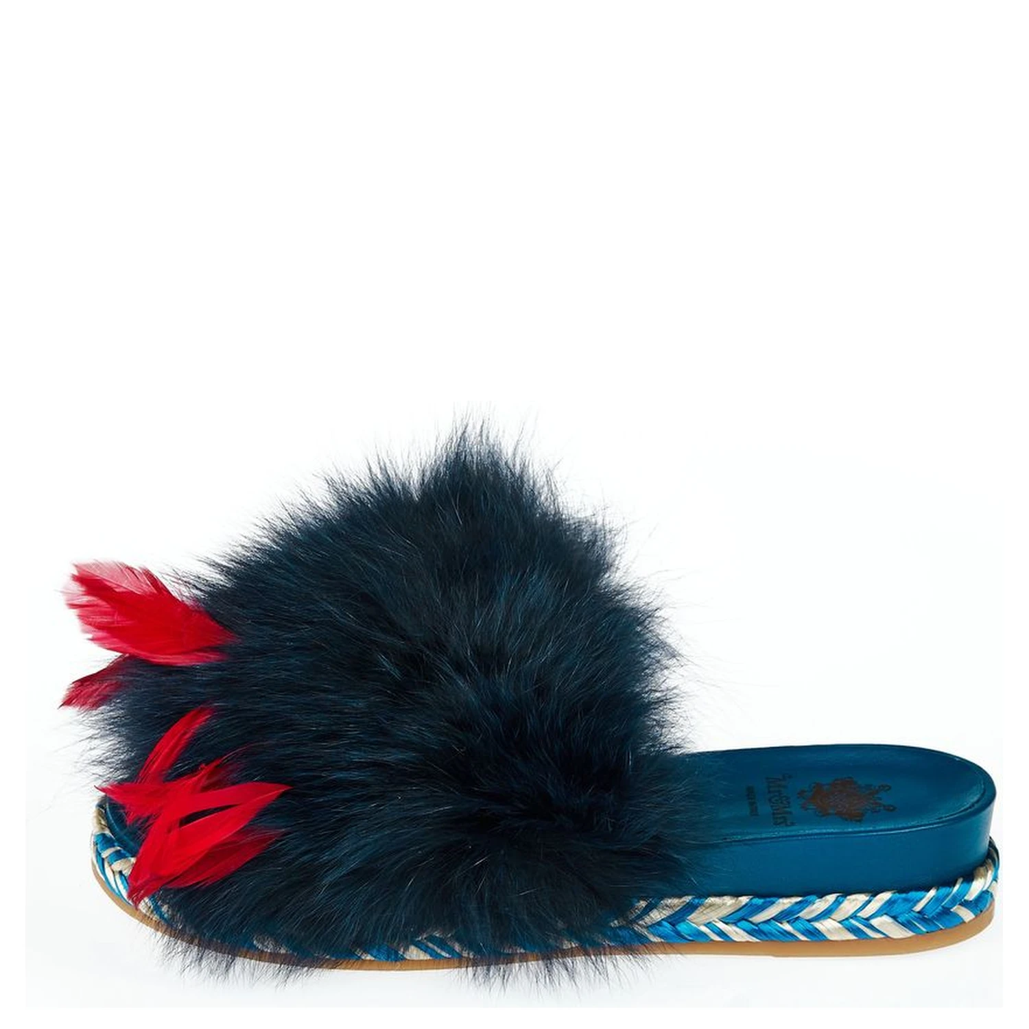 Blue Lamb Leather Women Sandal