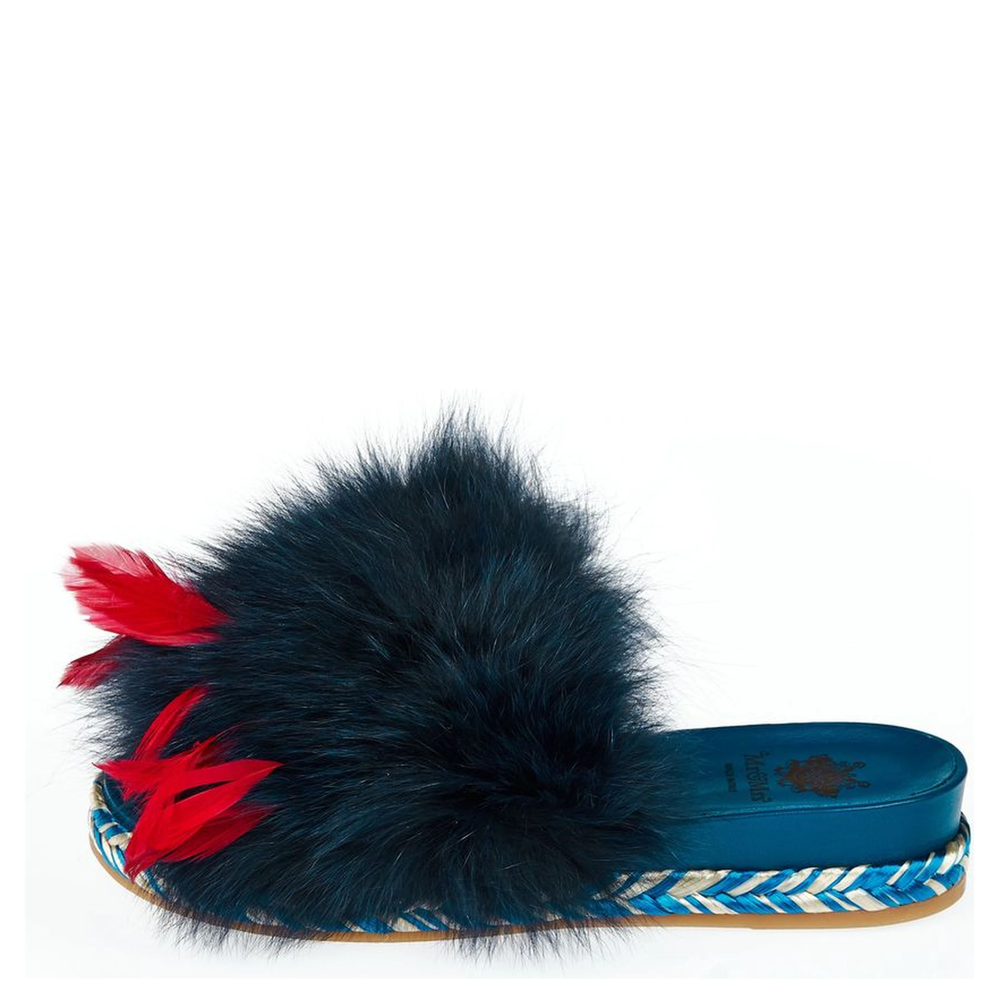 Blue Lamb Leather Women Sandal