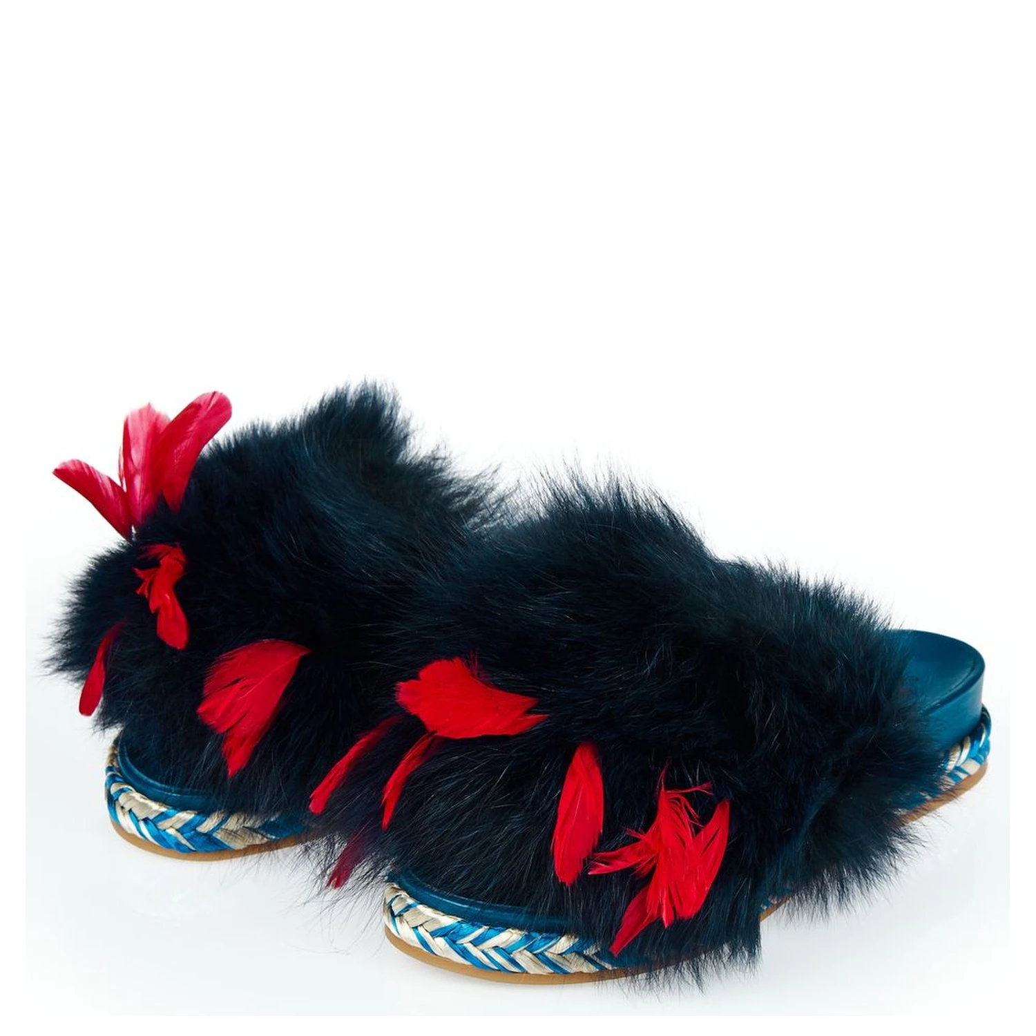 Blue Lamb Leather Women Sandal