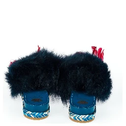 Blue Lamb Leather Women Sandal