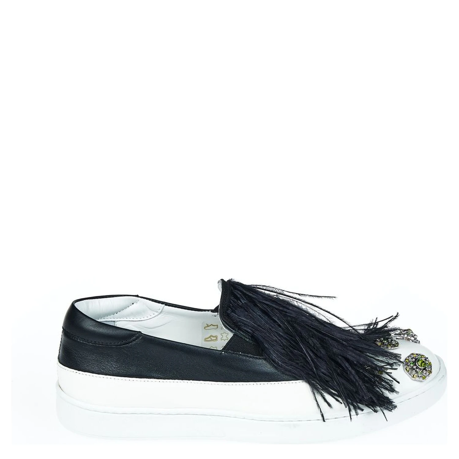 Black Leather Women Slip-On Shoe