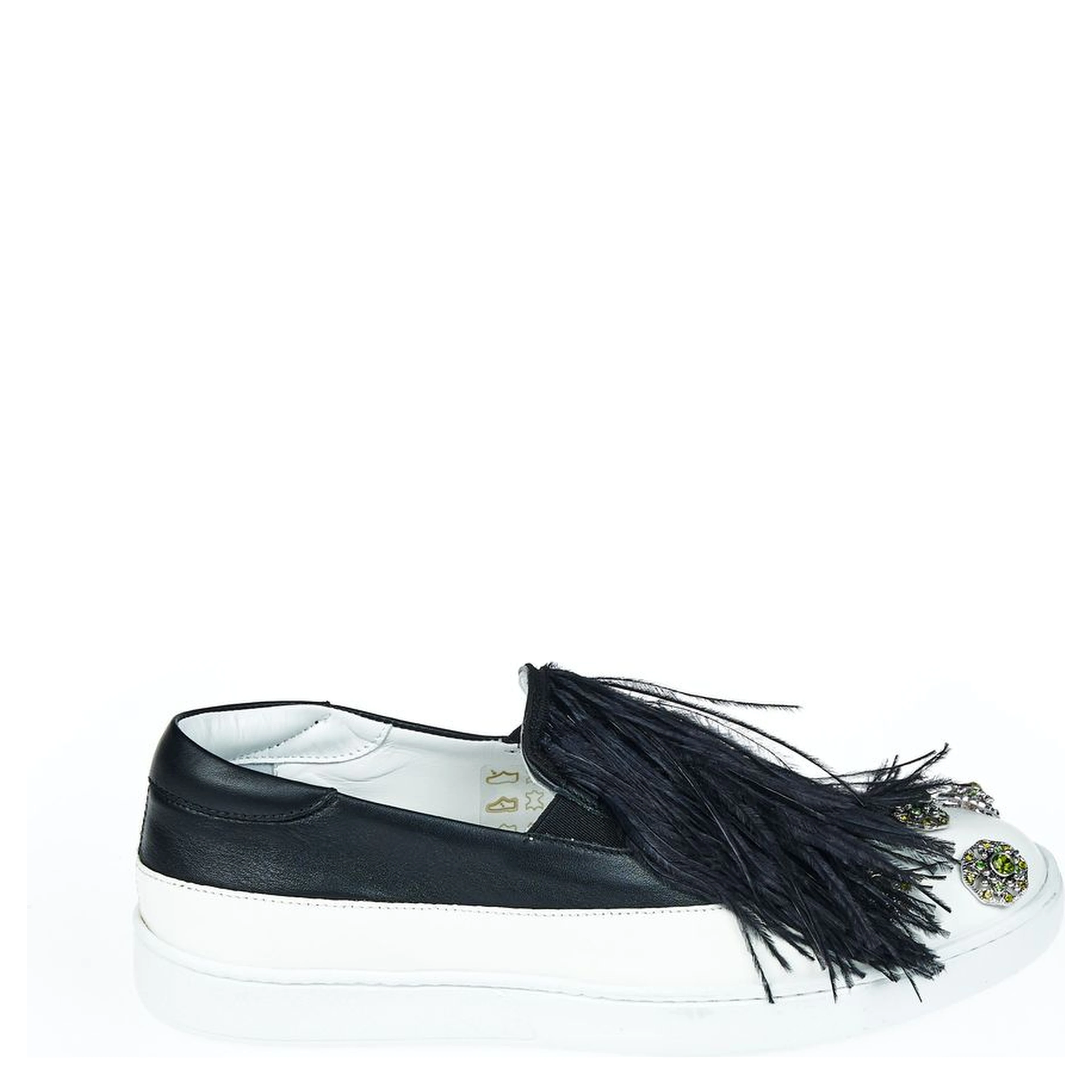 Black Leather Women Slip-On Shoe
