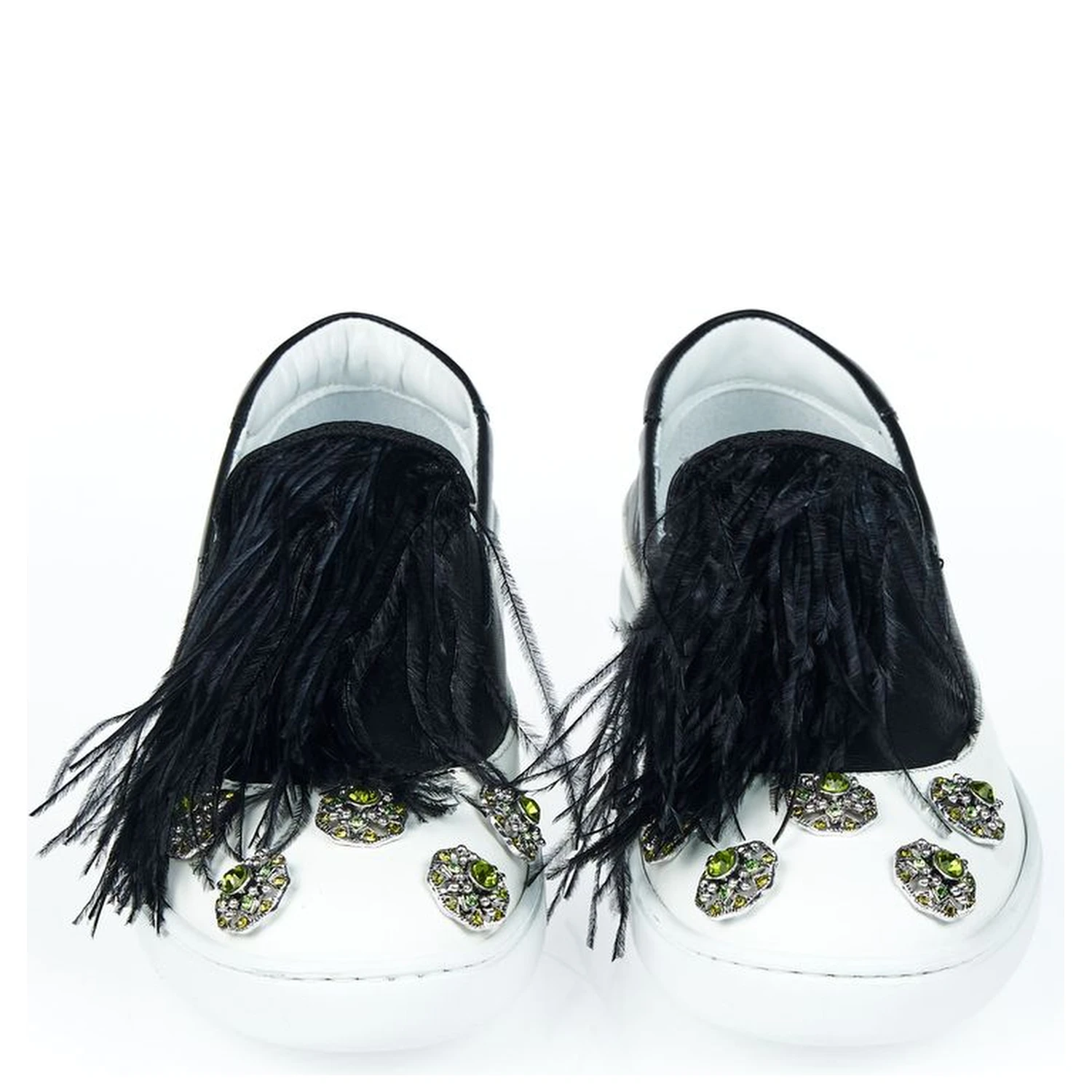 Black Leather Women Slip-On Shoe